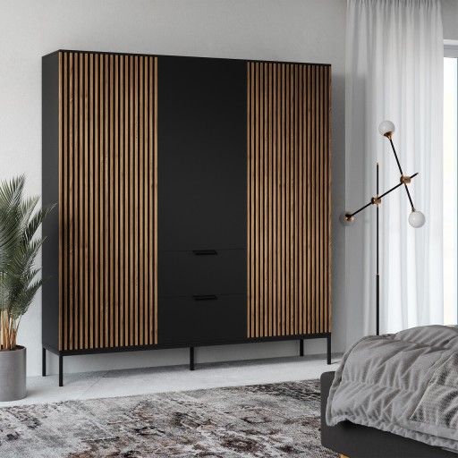 Dulap pentru haine ELTAP, Meorati, 185x60x200 cm, PAL/ABS, negru/maro