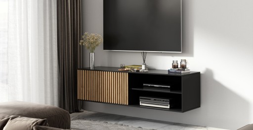 Comoda TV ELTAP, Meorati, 150x40x40 cm, PAL/ABS, negru/maro