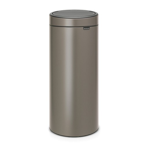 Cos de gunoi cu soft touch, Brabantia, Touch New Platinum, 30 L, 32x29.5x72 cm, otel, gri inchis