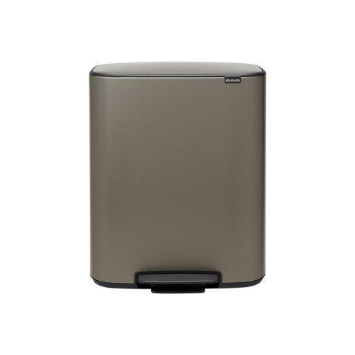 Cos de gunoi cu pedala, Brabantia, Bo Pedal Platinum, 60 L, 36.3x54.1x65.2 cm, otel, gri inchis