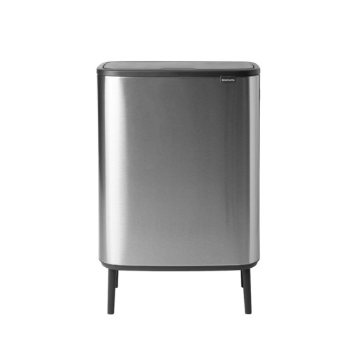 Cos de gunoi cu soft touch, Brabantia, Bo Touch Matt Fingerprint Proof, 2x30 L, 31.2x54.5x81.5 cm, otel, argintiu