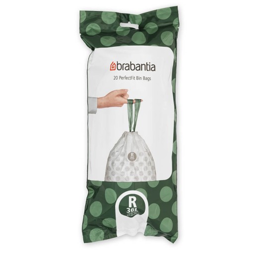 Set 20 saci de gunoi, Brabantia, PerfectFit, marimea R, 36 L, nailon, alb
