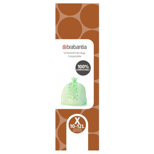 Set 10 saci de gunoi, Brabantia, PerfectFit, marimea X, 10-12 L, nailon, verde