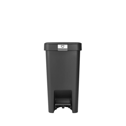 Cos de gunoi cu pedala, Brabantia, StepUp, 10 L, 26.5x20.3x38.1 cm, polipropilena, gri inchis
