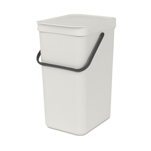 Cos de gunoi, Brabantia, Sort&amp;Go, 16 L, 27.9x22x40.1 cm, polipropilena, gri deschis
