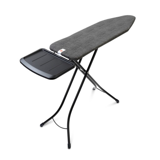 Masa de calcat, Brabantia B, Denim Black, 124x38 cm, 7 pozitii de reglare, cu suport statie de calcat, otel/bumbac, negru denim