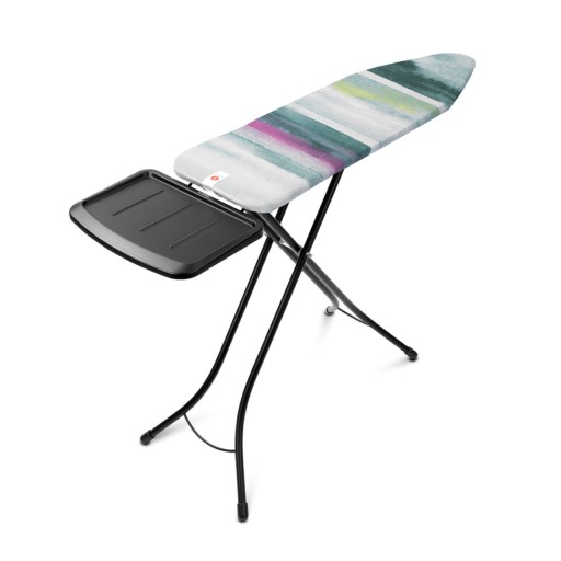Masa de calcat, Brabantia B, Morning Breeze, 124x38 cm, 7 pozitii de reglare, cu suport statie de calcat, otel/bumbac