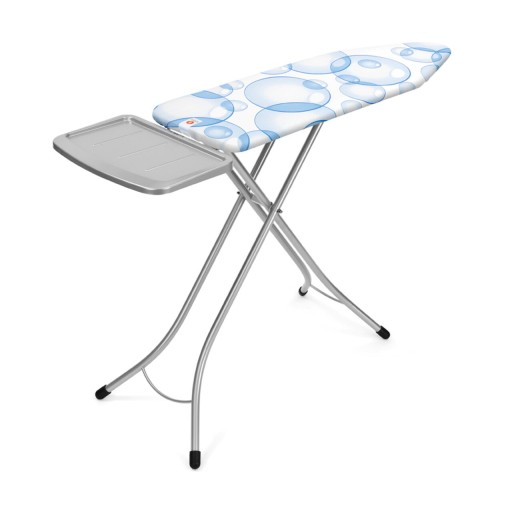 Masa de calcat, Brabantia B, PerfectFlow Bubbles, 124x38 cm, 7 pozitii de reglare, cu suport statie de calcat, polipropilena/otel/bumbac