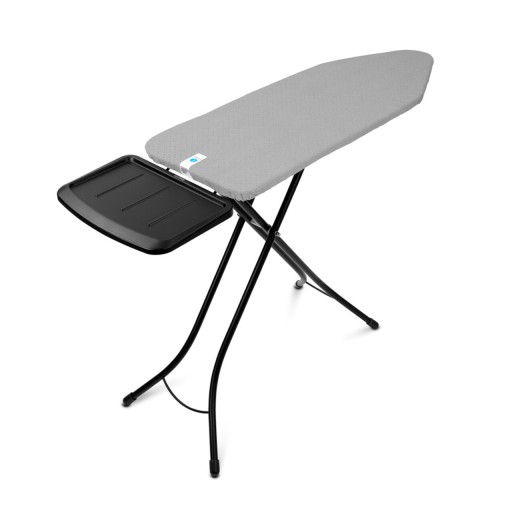 Masa de calcat, Brabantia C, Metallised, 124x45 cm, 7 pozitii de reglare, cu suport statie de calcat, otel/bumbac