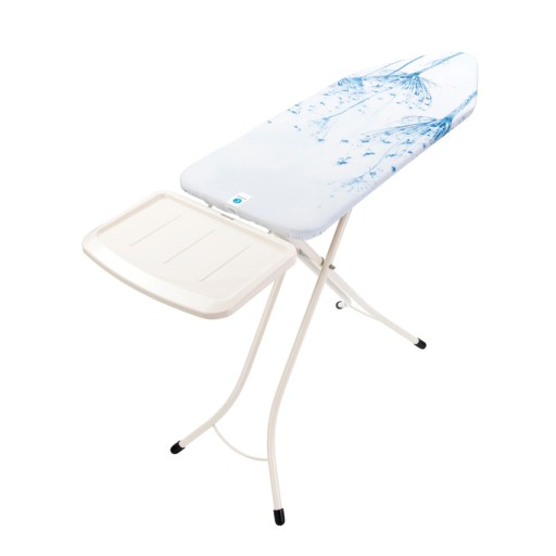 Masa de calcat, Brabantia C, Cotton Flower, 124x45 cm, 7 pozitii de reglare, cu suport statie de calcat, polipropilena/otel/bumbac
