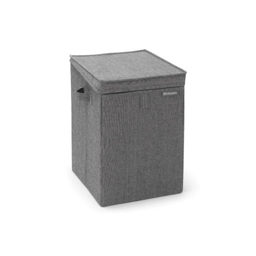 Cos de rufe stivuibil, Brabantia, Linn, 35 L, 37x32x44.5 cm, textil, negru piper