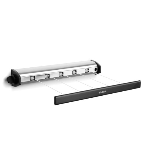 Uscator de rufe retractabil cu montare pe perete, Brabantia, Pull-out Stainless Steel, 22 m capacitate de uscare, polipropilena/otel, gri mat