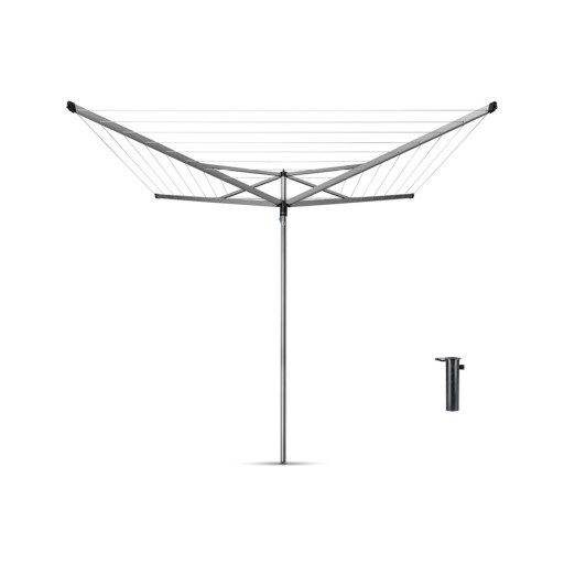 Uscator de rufe rotativ cu 4 brate, Brabantia, Essential Metallic, 40 m capacitate de uscare, otel, gri