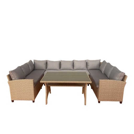 Set mobilier de grădină bej pentru 9 persoane Ventura – Unique Furniture