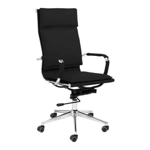 Scaun de birou negru din imitație de piele Premier – Tomasucci