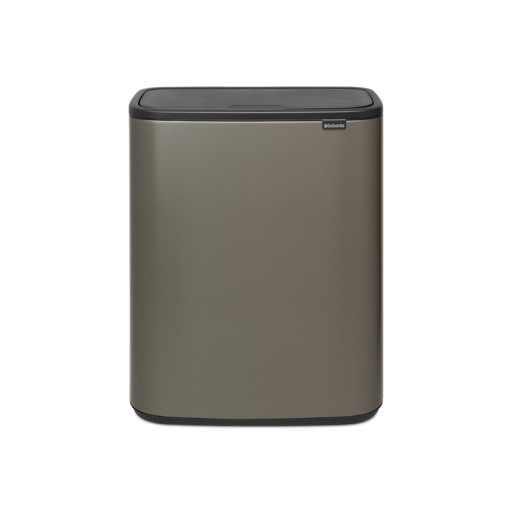 Cos de gunoi cu soft touch, Brabantia, Bo Touch Platinum, 60 L, 31.2x54.5x65.6 cm, otel, gri