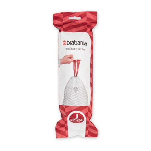 Set 20 saci de gunoi, Brabantia, PerfectFit, marimea J, 20-25 L, nailon, alb