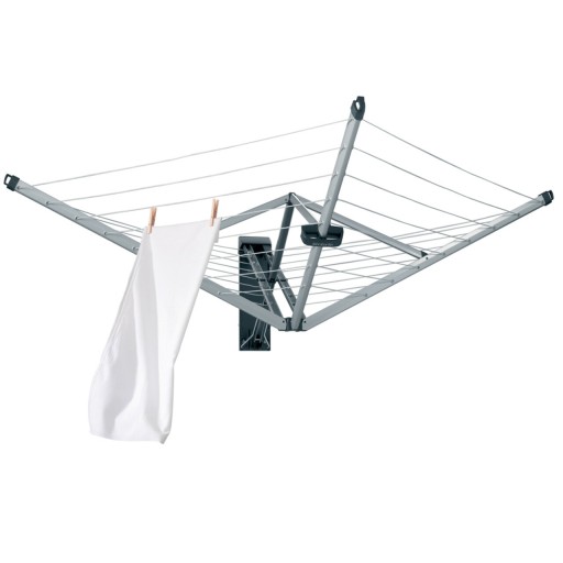 Uscator rufe cu montare pe perete + husa de protectie, Brabantia, WallFix, 24 m capacitate de uscare, cu fixare pe perete, otel, gri metalizat