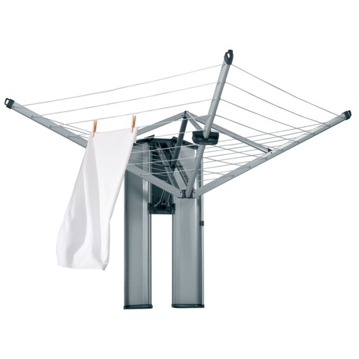Uscator rufe cu montare pe perete + husa de protectie, Brabantia, WallFix, 24 m capacitate de uscare, cu fixare pe perete, otel, gri metalizat