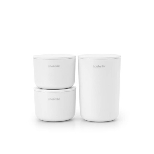 Set 3 recipiente de baie, Brabantia, White, polipropilena, alb