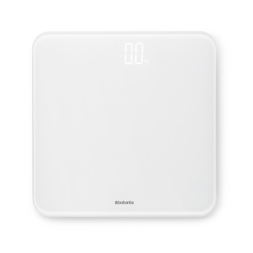Cantar digital pentru baie, Brabantia, White, 30x30x2.4 cm, max 180 kg, sticla, alb
