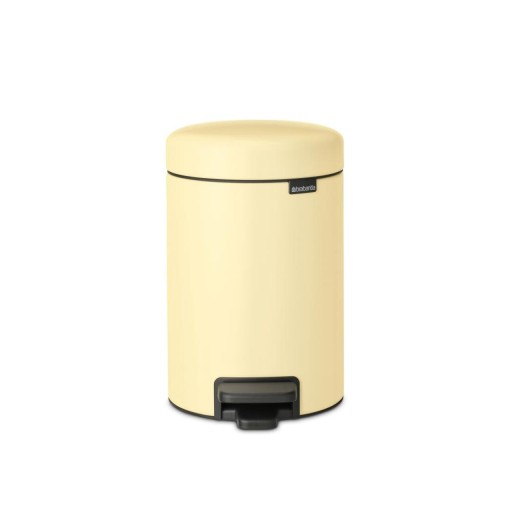 Cos de gunoi cu pedala, Brabantia, NewIcon Mellow Yellow, 3 L, 23.5x16.8x26.4 cm, otel, galben pastel