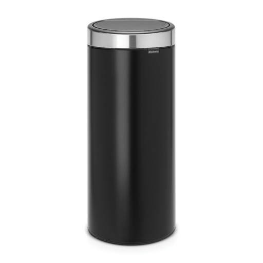 Cos de gunoi cu soft touch, Brabantia, Touch New, 30 L, 32x29.5x72 cm, otel, negru mat/argintiu