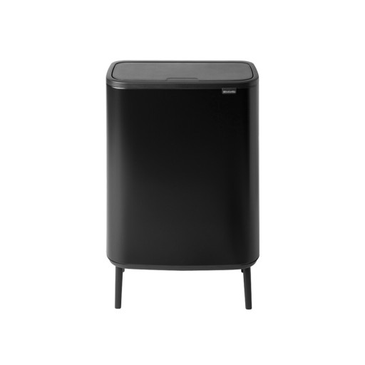 Cos de gunoi cu soft touch, Brabantia, Bo Touch Matt, 2x30 L, 31.2x54.5x81.5 cm, otel, negru mat
