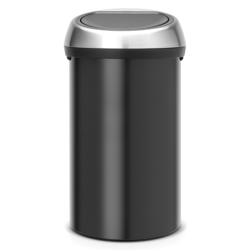 Cos de gunoi cu soft touch, Brabantia, Matt, 60 L, 40x40x71 cm, otel, negru mat/argintiu
