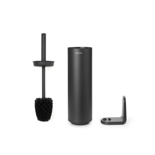 Perie de toaleta cu suport, Brabantia, MindSet Infinite Grey, 11x9.6x42 cm, otel, gri