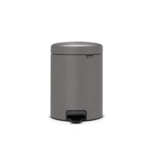 Cos de gunoi cu pedala, Brabantia, NewIcon, 5 L, 27.2x20.5x29.1 cm, otel, gri