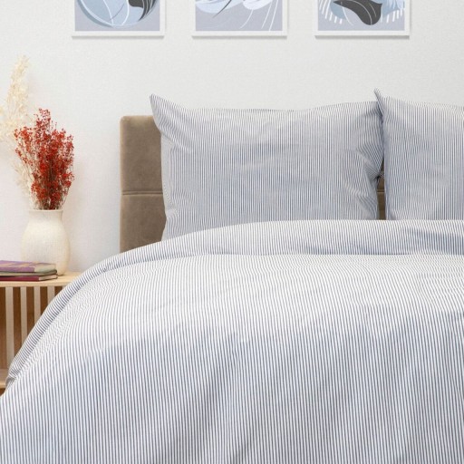Lenjerie de pat dubla Hoya, Homla, 3 piese, 200x220 cm, bumbac, alb/albastru