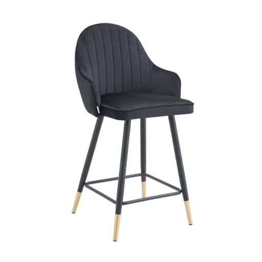Scaun de bar Nuah Reducido, Homla, 50x45x97 cm, MDF/catifea din poliester, negru