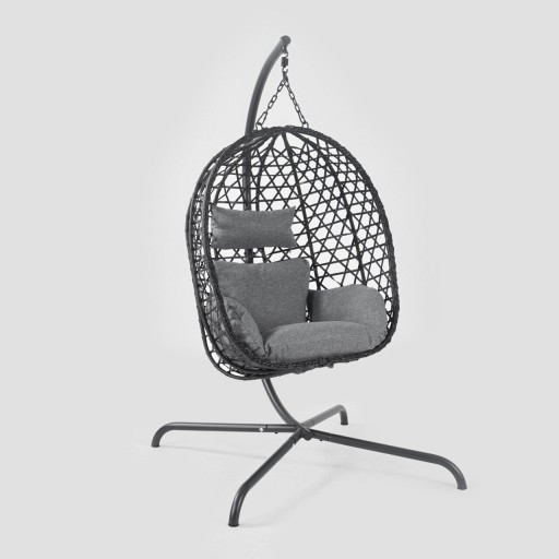 Leagan/balansoar gradina Nido, Homla, 106x104x184 cm, otel/ratan/poliester, gri