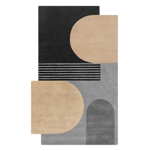 Covor negru/gri țesut manual din lână 200x290 cm Lozenge Monochrome – Flair Rugs