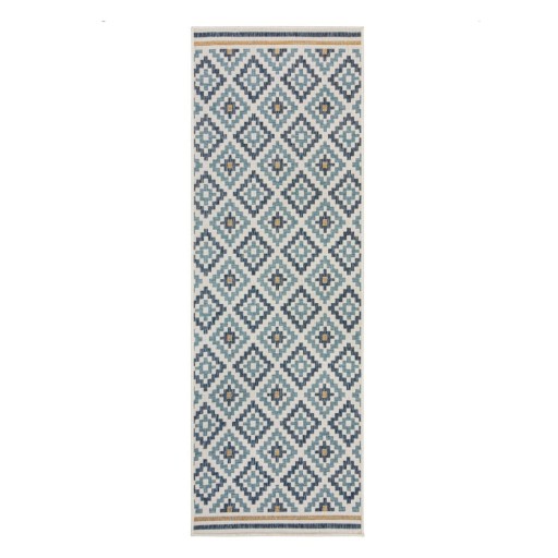 Covor pentru exterior și interior galben/albastru 80x230 cm Zia Trellis – Flair Rugs