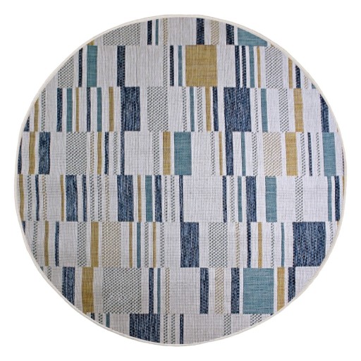Covor pentru exterior și interior galben/albastru rotund ø 160 cm Rosco Geo – Flair Rugs