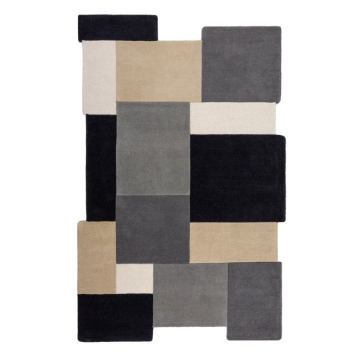 Covor negru/gri țesut manual din lână 150x240 cm Collage Monochrome – Flair Rugs