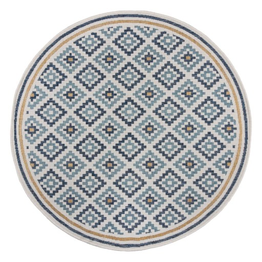 Covor pentru exterior și interior galben/albastru rotund ø 160 cm Zia Trellis – Flair Rugs