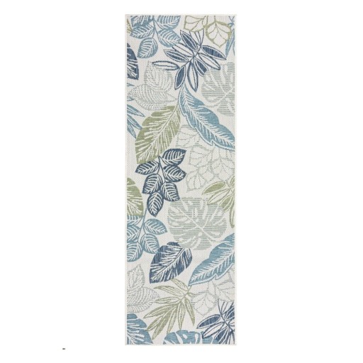 Covor pentru exterior și interior verde/albastru 80x230 cm Bella Leaf – Flair Rugs