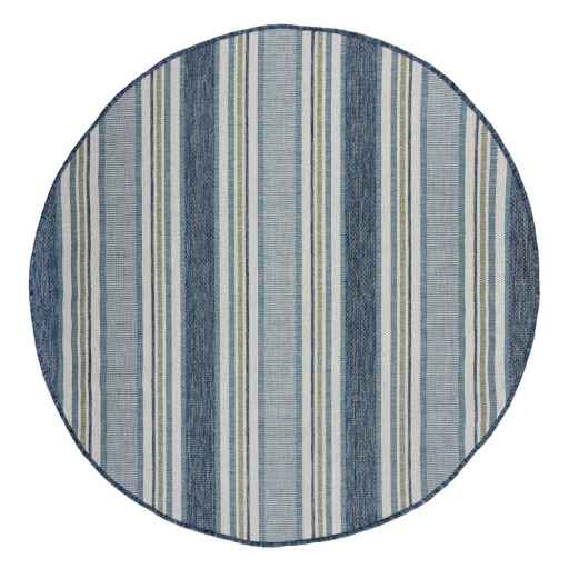 Covor pentru exterior și interior albastru-verde rotund ø 160 cm Roma Stripe – Flair Rugs