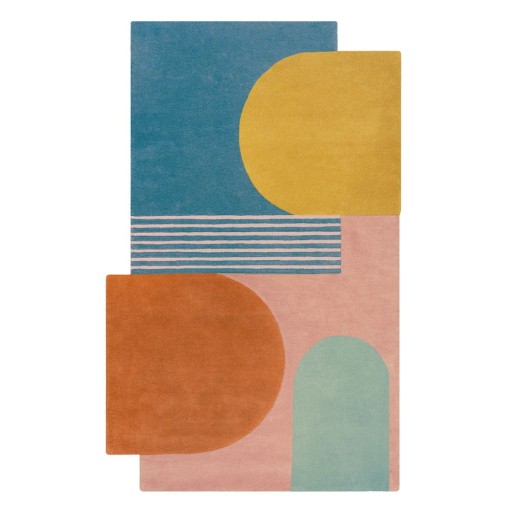 Covor albastru țesut manual din lână 120x180 cm Lozenge Bright Multi – Flair Rugs