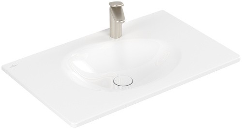 Lavoar Villeroy & Boch Antao Ceramic Plus 80x50cm  fara preaplin  montare pe mobilier  ventil fix cu capac ceramic  White Alpin