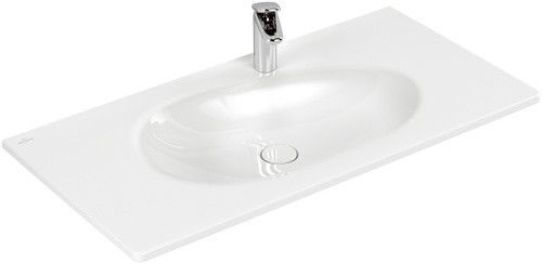 Lavoar Villeroy & Boch Antao Ceramic Plus 100x50cm  fara preaplin  montare pe mobilier  ventil fix cu capac ceramic  White Alpin