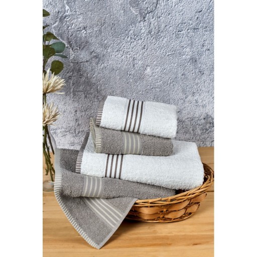 Prosoape de baie crem/taupe 4 buc. din bumbac – Mila Home