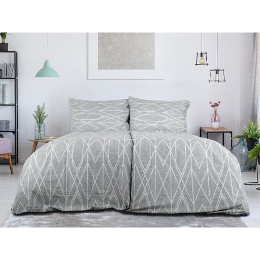 Lenjerie de pat gri din țesătură crep pentru pat de o persoană 140x200 cm Gray Stripes – B.E.S.