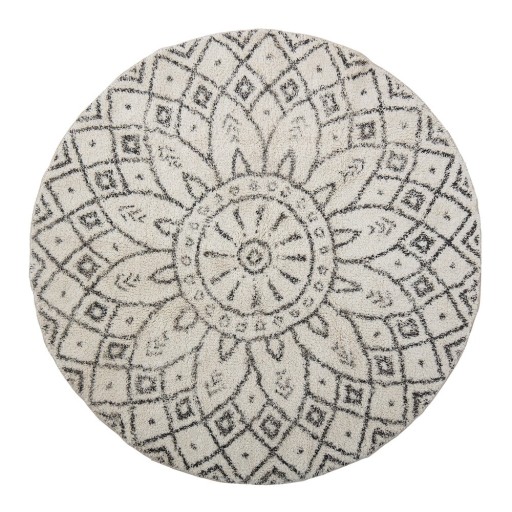 Covor alb-negru rotund din bumbac ø 120 cm Acton – Bloomingville