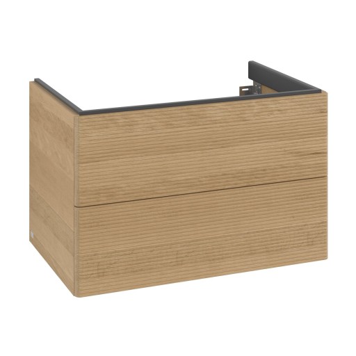 Dulap baza suspendat Villeroy & Boch Antao cu 2 sertare  78.8x50.4cm  front texturat Honey Oak