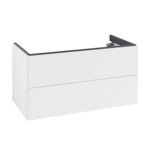 Dulap baza suspendat Villeroy & Boch Antao cu 2 sertare  98.8x50.4cm  front texturat Glossy White