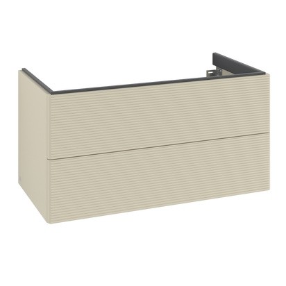 Dulap baza suspendat Villeroy & Boch Antao cu 2 sertare  98.8x50.4cm  front texturat Silk Grey Matt